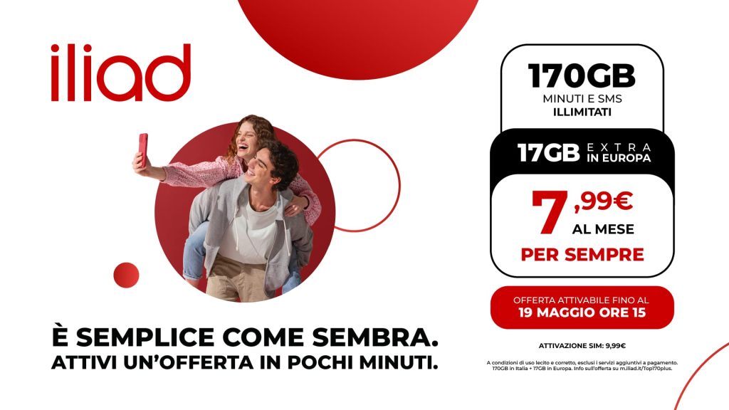 iliad TOP 170 PLUS: 170GB in Italia e 17GB in Europa a 7,99€ al mese per sempre 2 Iliad Top 170